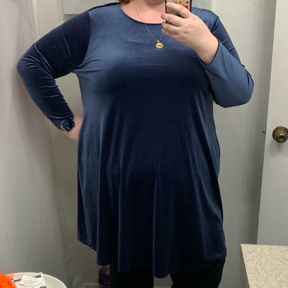 Old Navy Blue Velvet Swing Dress 3X
